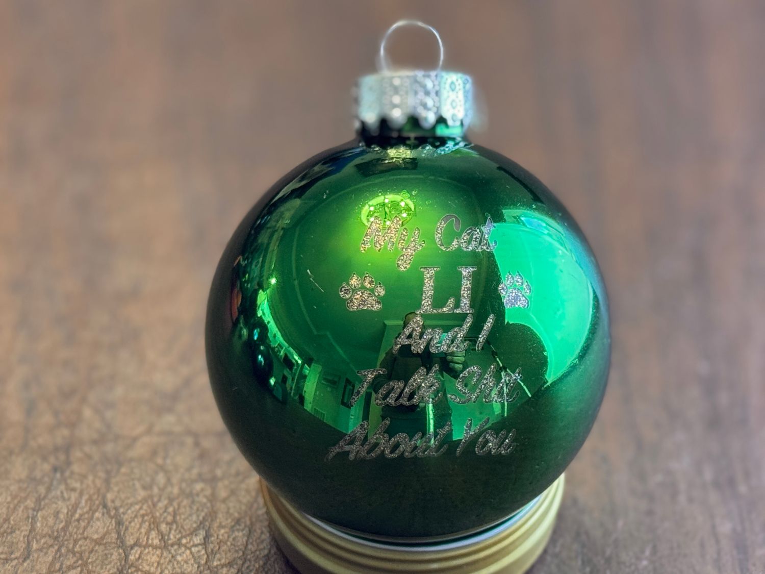 Personalized Cat Lover&#39;s Christmas Glass Ornaments — Pack of Four