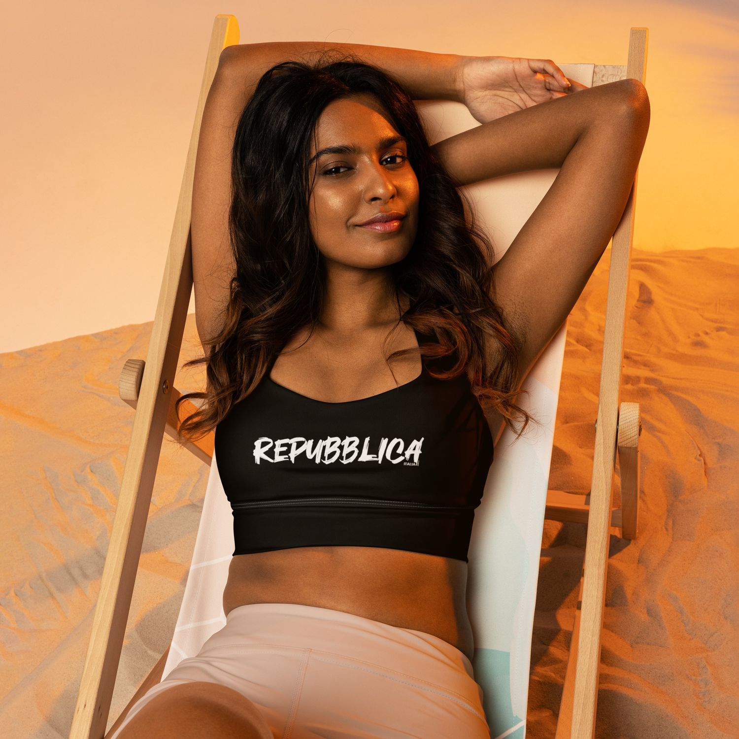 Repubblica Recycled Black Longline Sports Bra