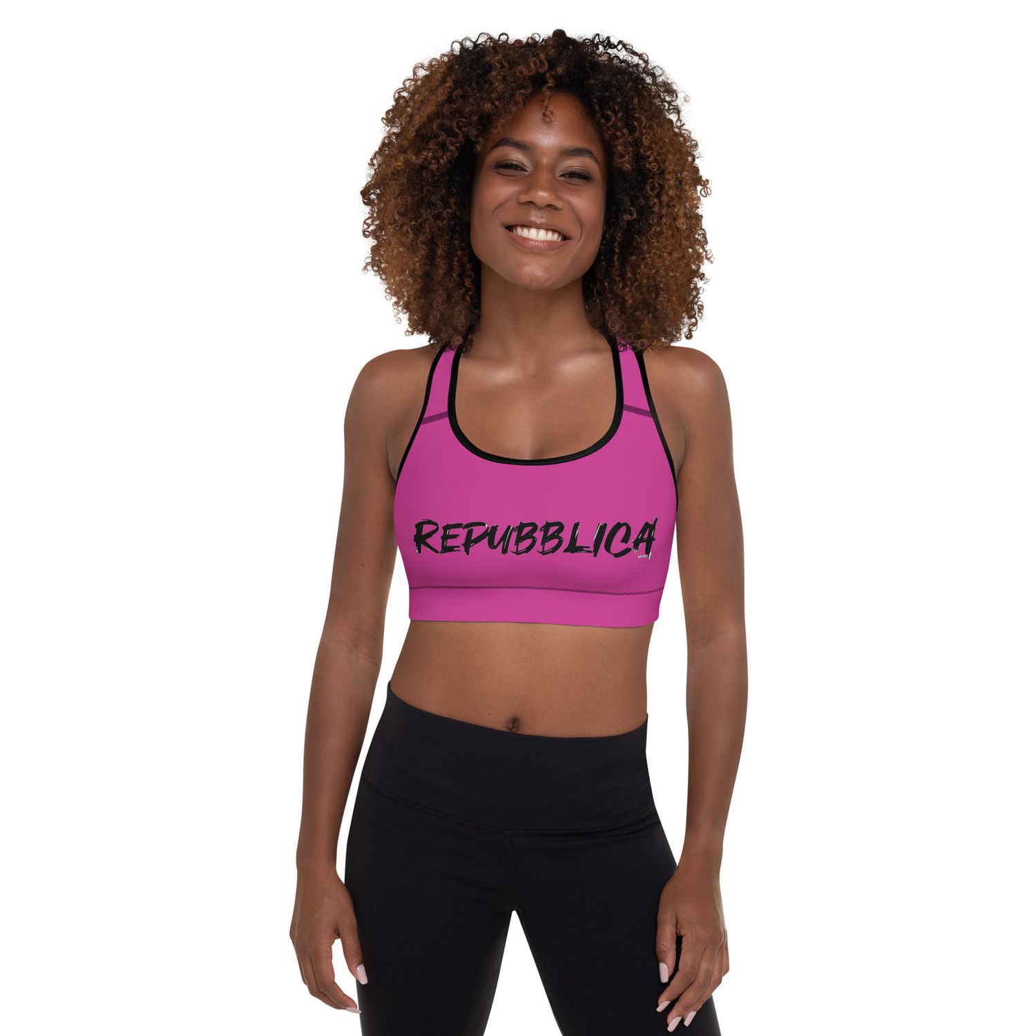 Repubblica Padded Sports Bra Fuchsia Black Logo