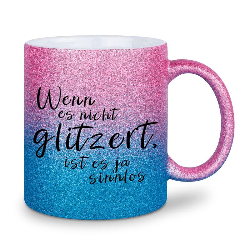 Taza Glitter Degradado Rosa y Azul