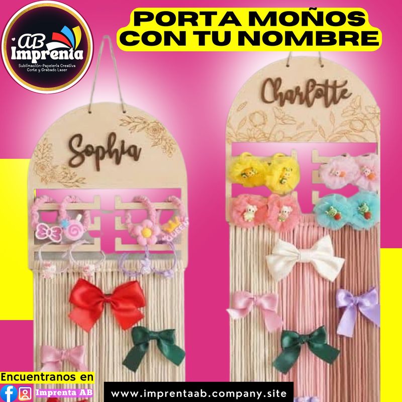 Porta Moños Personalizable con Tu Nombre
