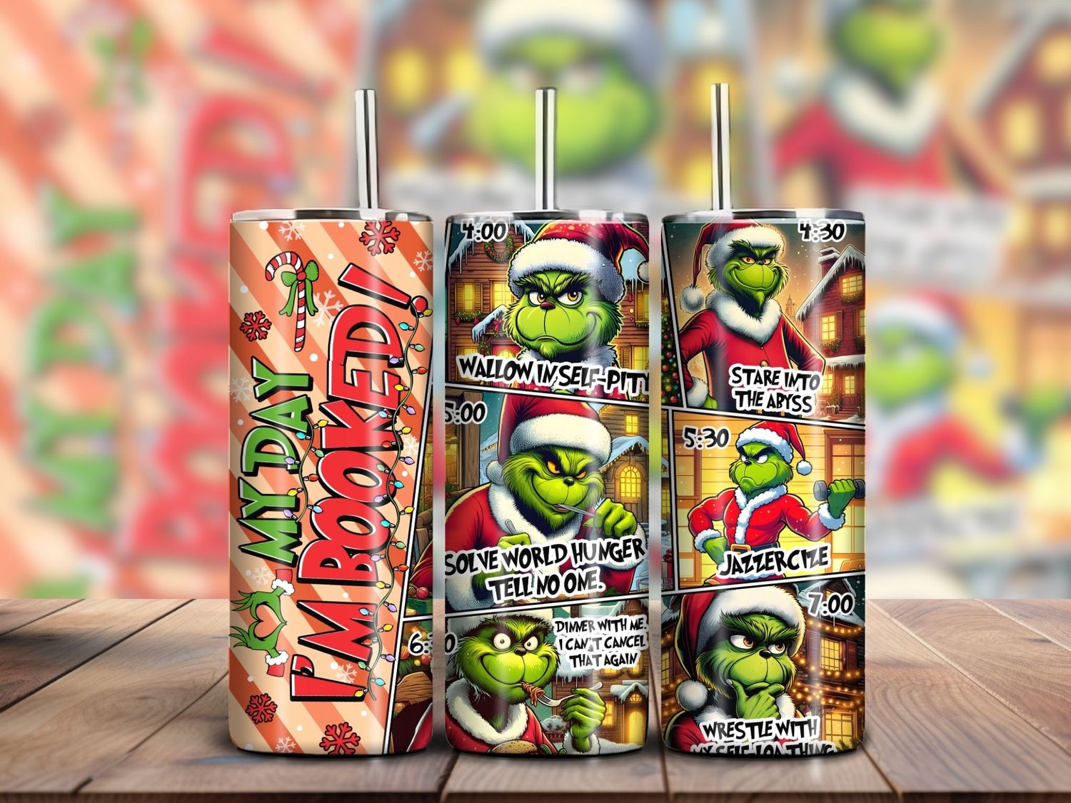 Grinch Christmas 20oz Tumbler (My Day; I&#39;m Booked)