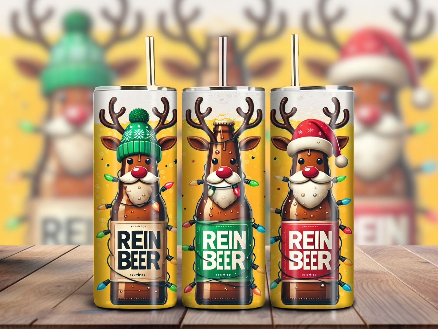 Rein-Beer Funny Christmas 20oz Skinny Tumbler