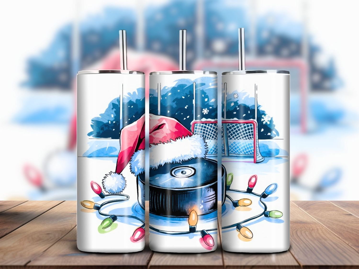 Christmas Hockey 20oz Skinny Tumbler