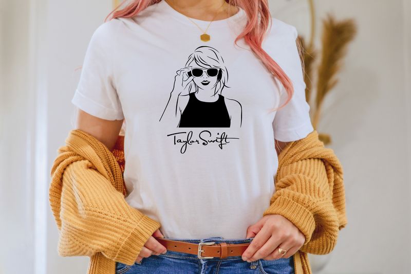 Pop Music Singer Shirt - Sunglasses Drawing in Black