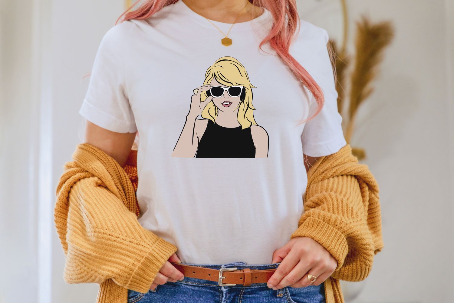 Pop Music Singer Shirt - Sunglasses Drawing in Colour