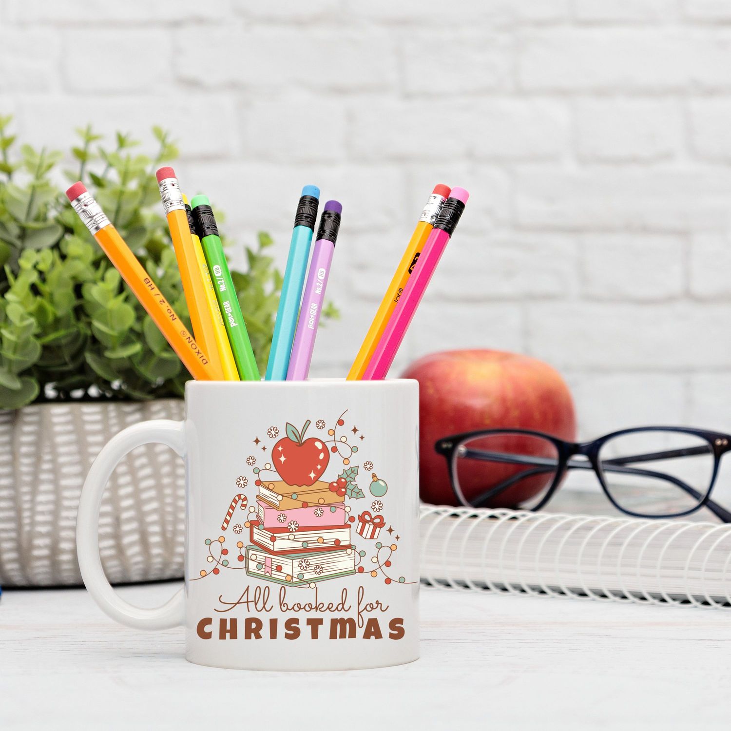&quot;All Booked For Christmas&quot; Teacher Gift Mug