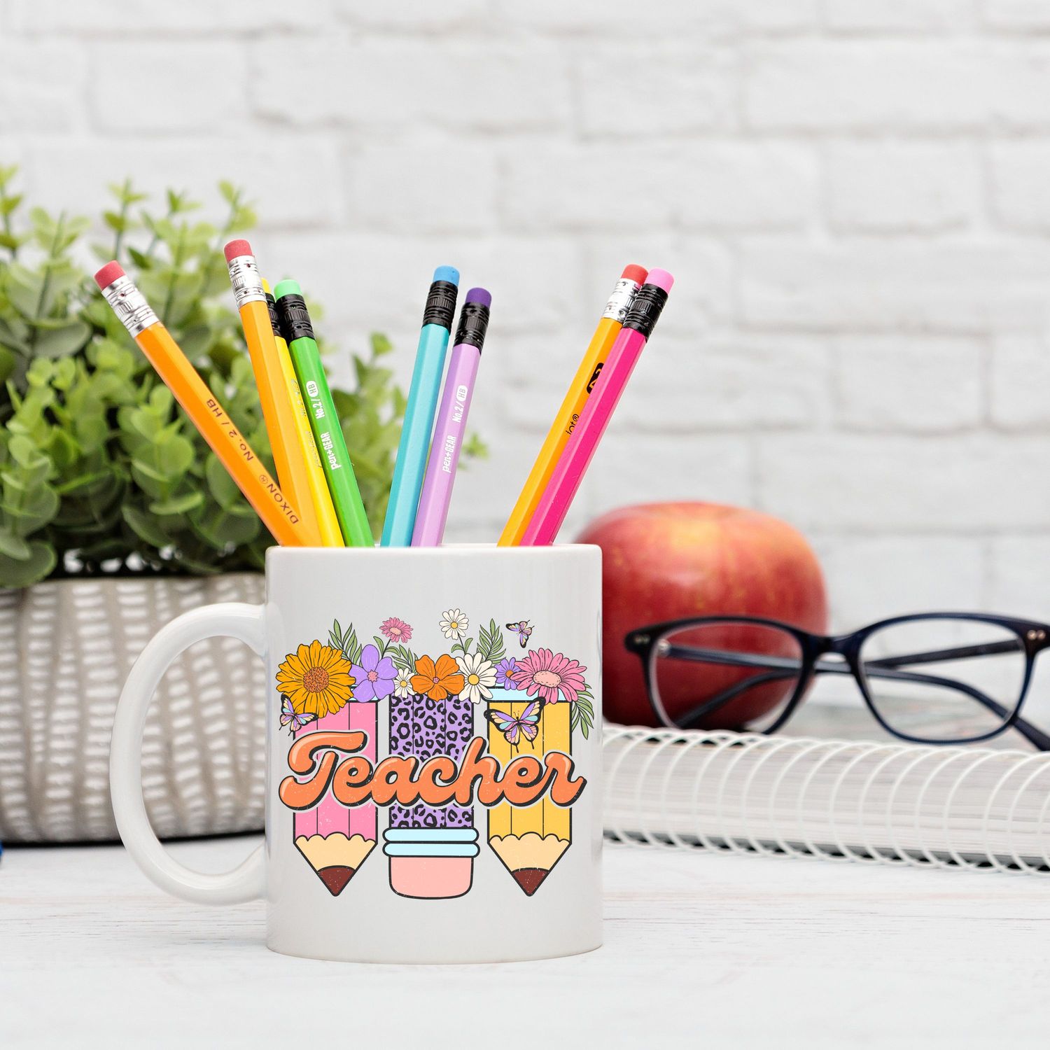 Teacher Floral Pencil Gift Mug