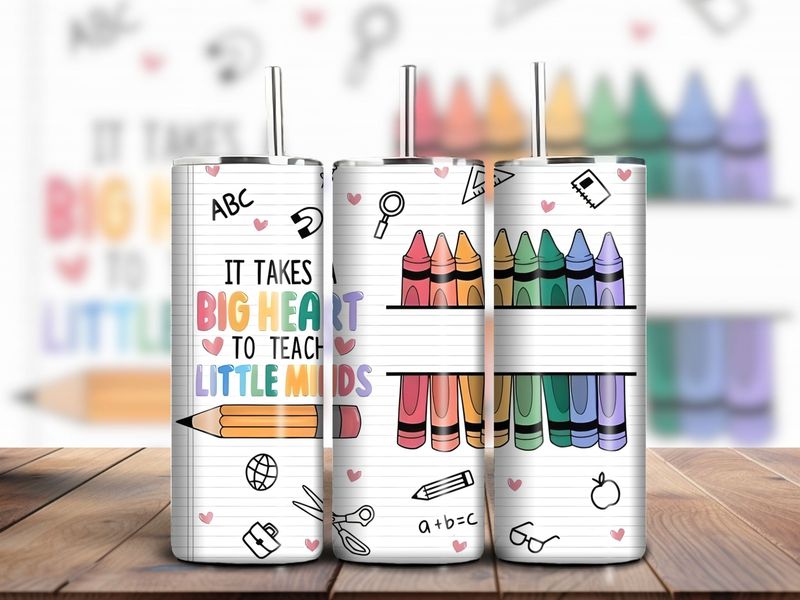 &quot;It Takes A Big Heart To Teach Little Minds&quot; Teacher 20oz Skinny Tumbler