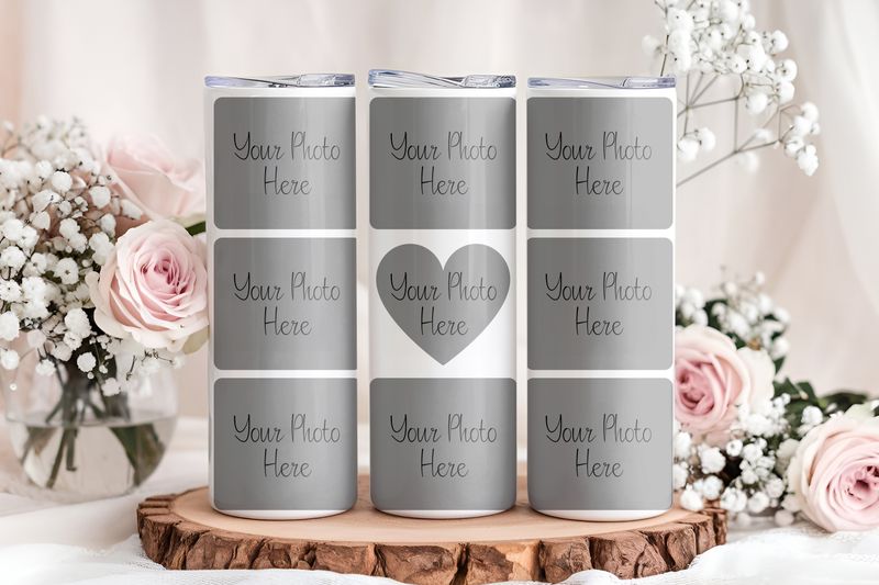 9-Photo Frames with Heart Center 20oz Tumbler