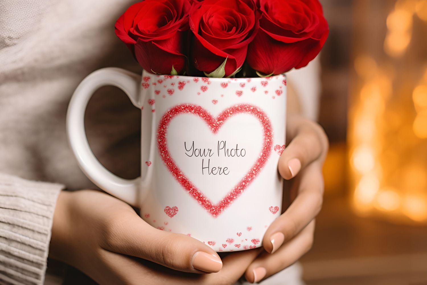 Glitter Heart Photo Mug