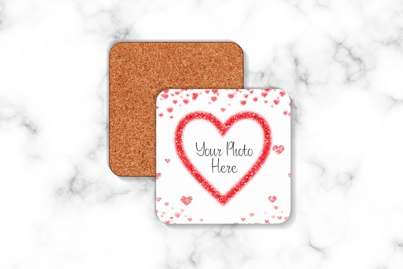 Glitter Heart Photo Coaster