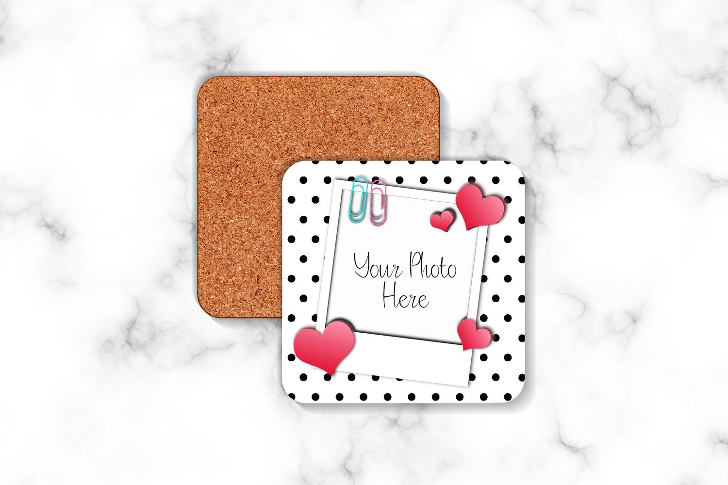 Polka Dot Polaroid Photo Coaster