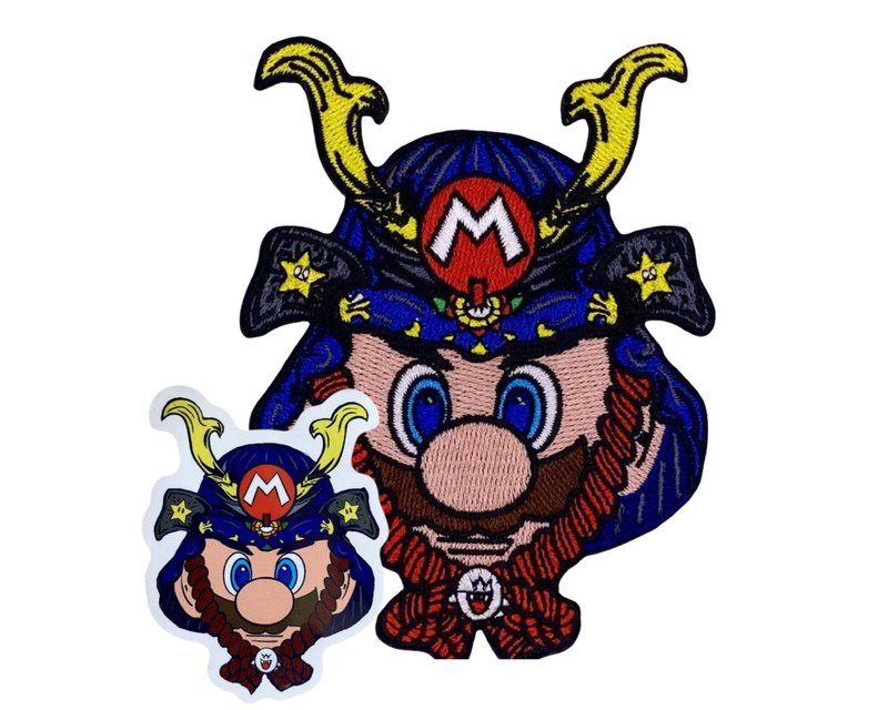 SAMURAI MARIO embroidered patch + sticker