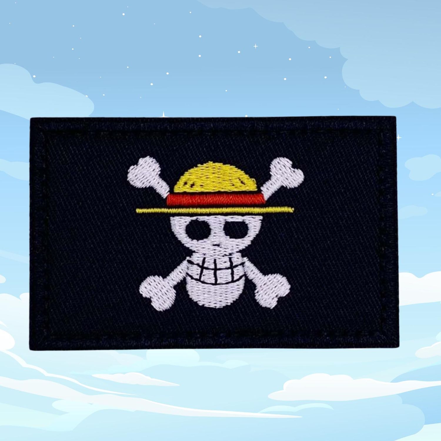 ONE PIECE Straw Hat Pirate FLAG embroidered velcro, hook and loop collectible patch