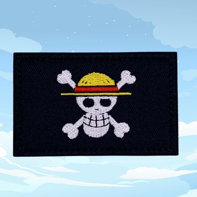 ONE PIECE Straw Hat Pirate FLAG embroidered velcro, hook and loop collectible patch