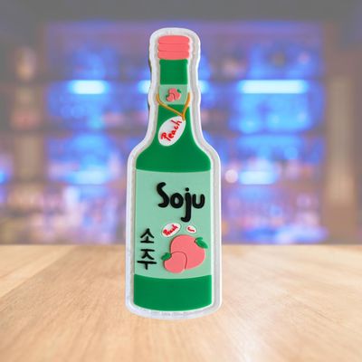 Soju peach PVC velcro, hook and loop patch, Korean drink, souvenir or gift from Korea