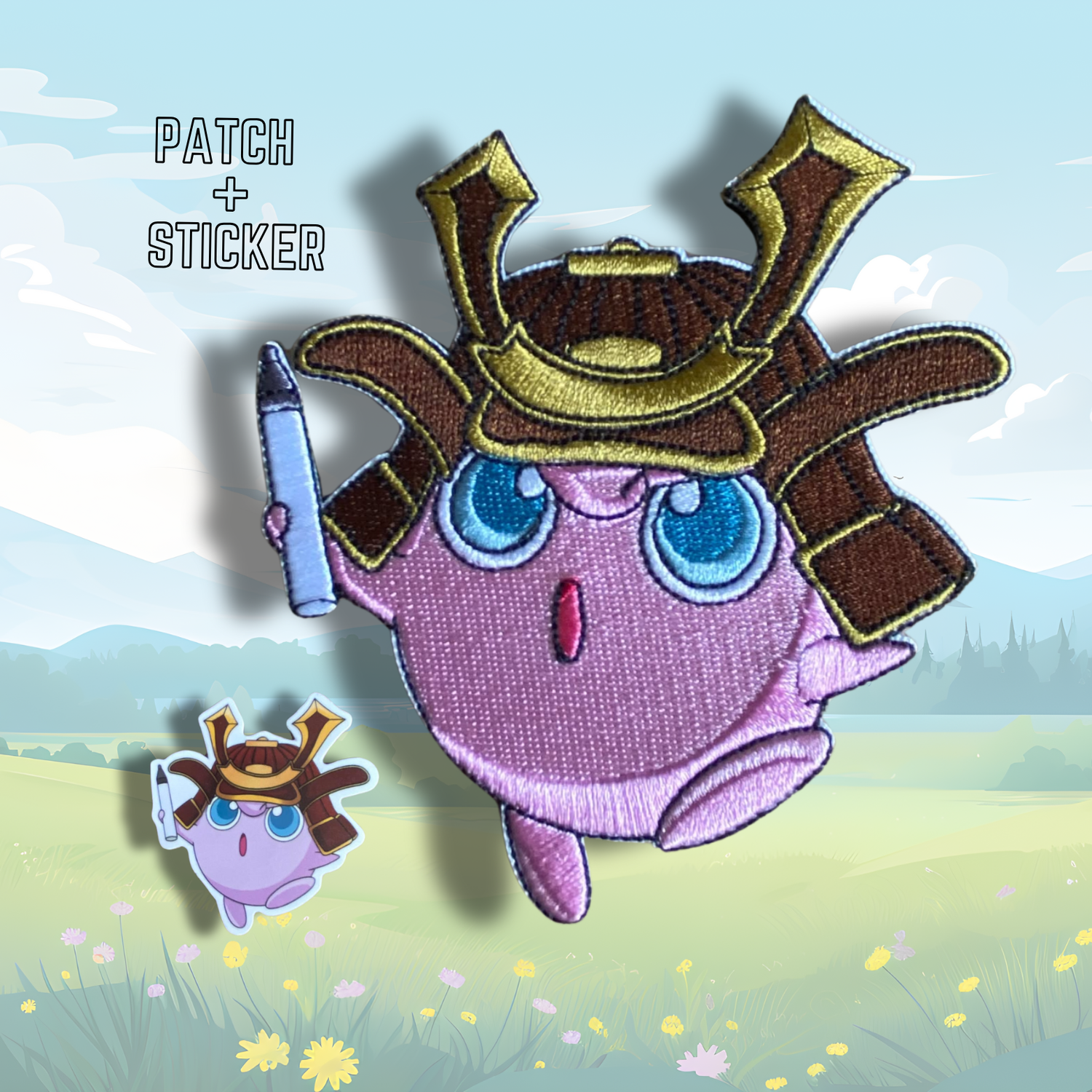 Samurai-Puff Patch and Sticker combo