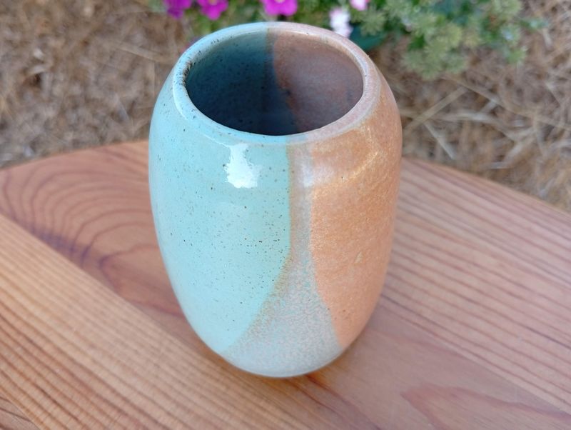 Vase oblongue Plage - Turquoise Orange