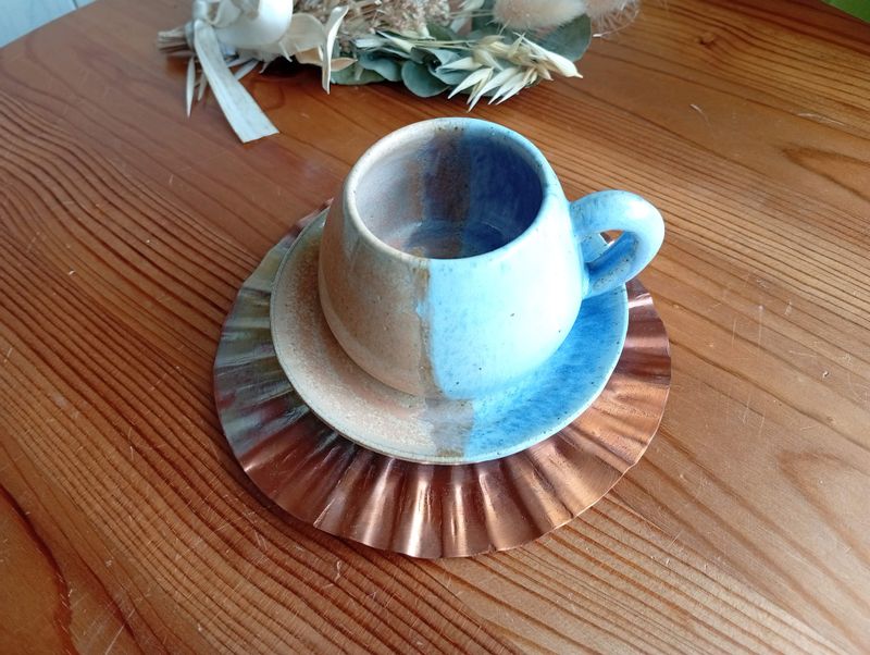 Lot Tasse ansée + Soucoupe Horizon - Azur Orange