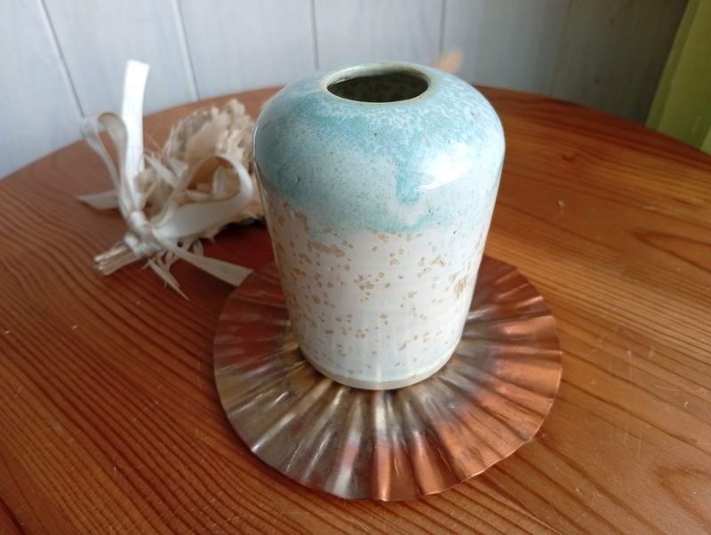 Vase bonbonne Lagon - Crème Turquoise