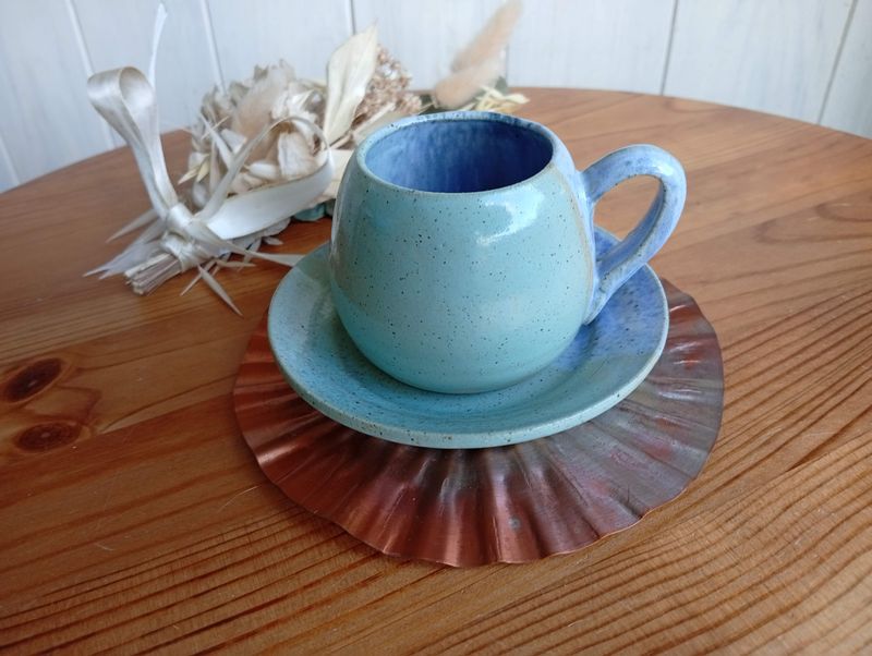 Lot Tasse + Soucoupe Nature - Turquoise Azur