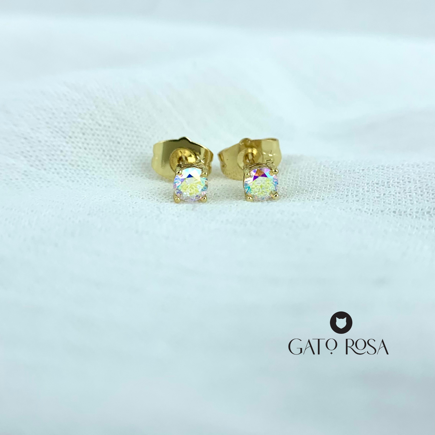 ARETES BAÑO DE ORO CHISPA ROSADA AR2419G35