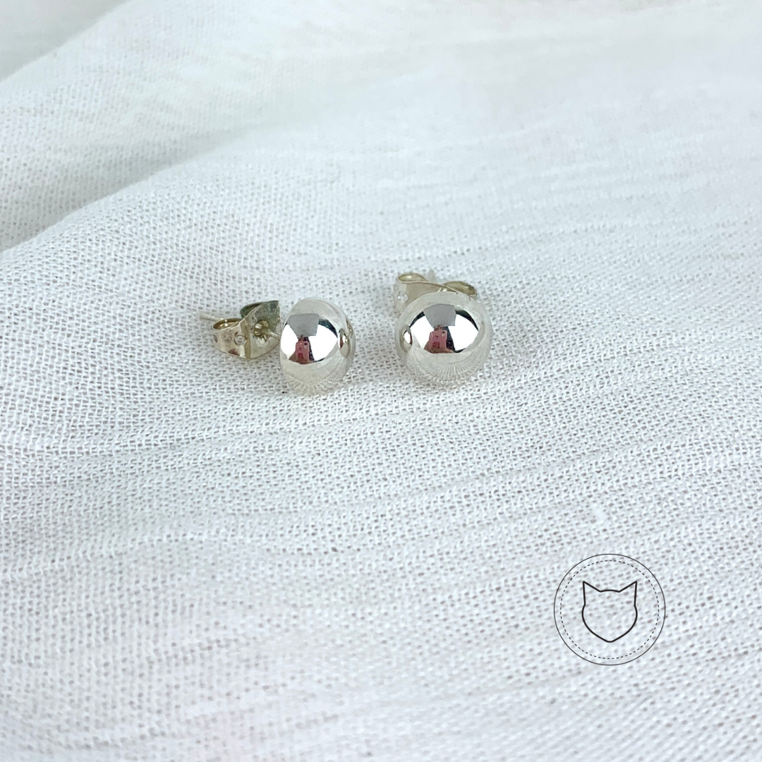 ARETES DE PLATA MEDIA  BOLA PULIDO AR0032M42