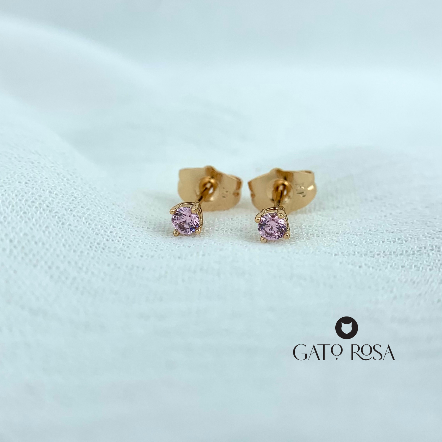 ARETES BAÑO DE ORO CRISTAL ROSADO AR2442G30