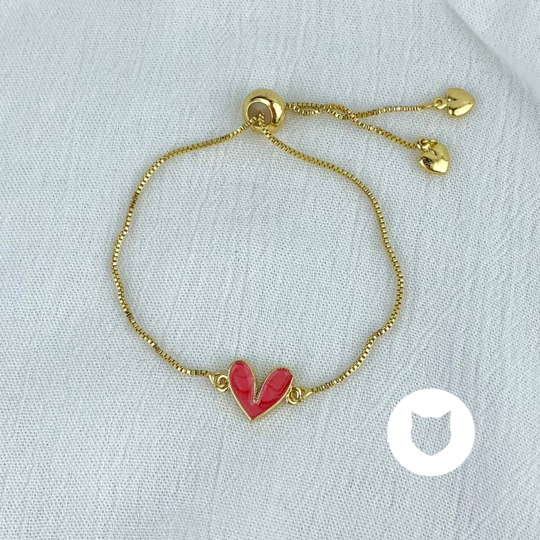 PULSERA DE BAÑO DE ORO Y CRISTALES CORAZÓN PU1690G34