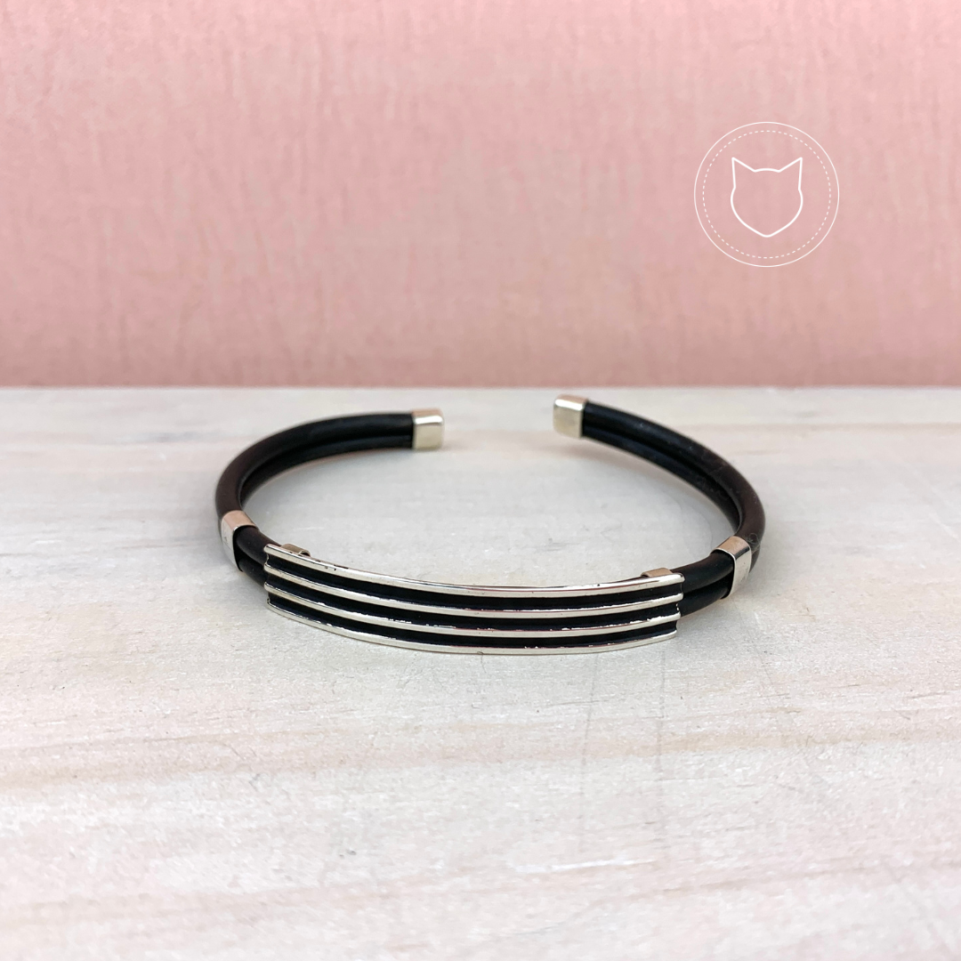 PULSERA DE PLATA 925 Y CAUCHO PU0921M47
