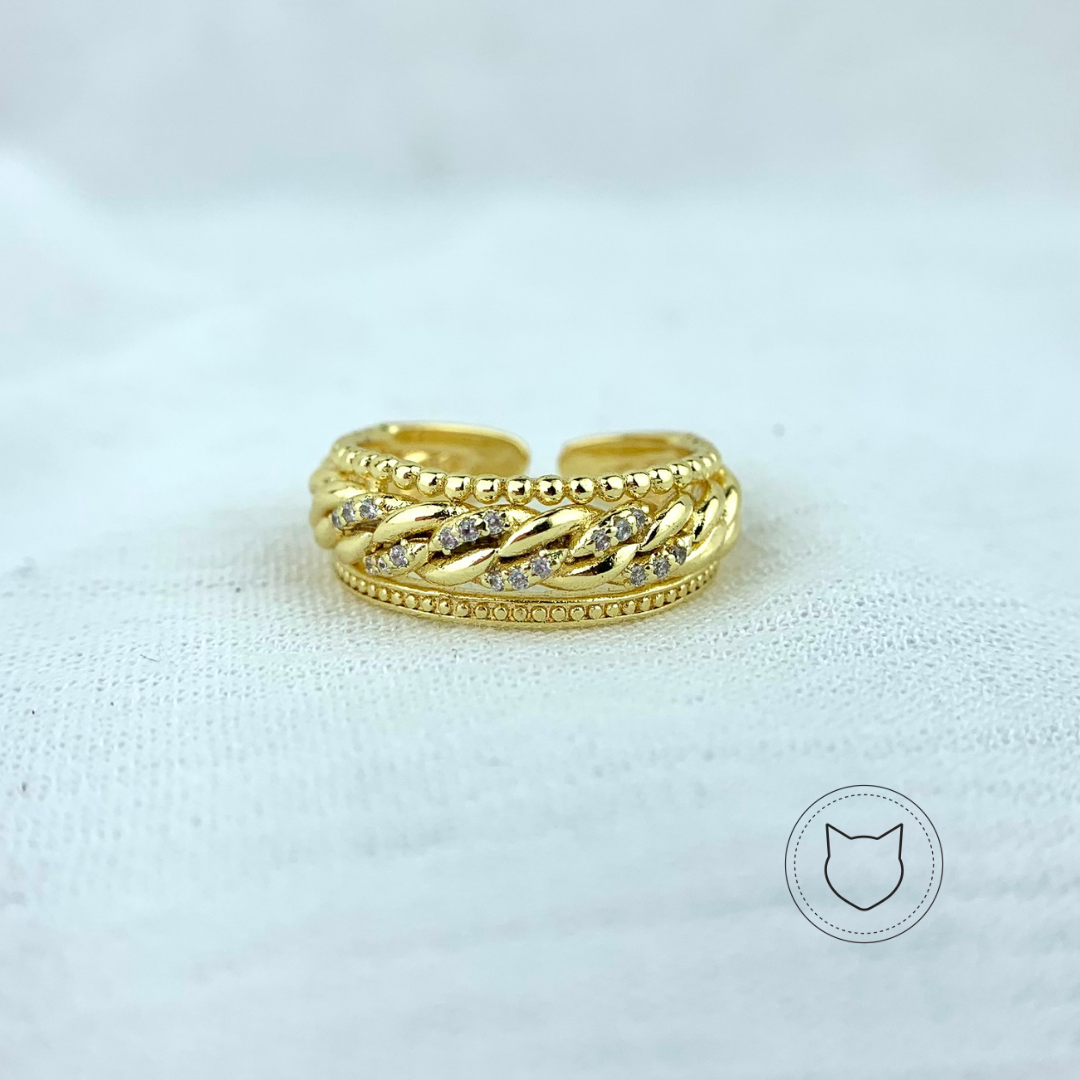 ANILLO DE BAÑO DE ORO Y CRISTALES TALLA 7 AN2728G30