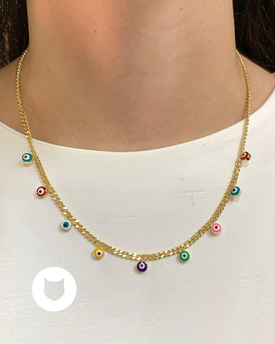 COLLAR DE BAÑO DE ORO Y CRISTALES OJOS TURCOS CO1718G33
