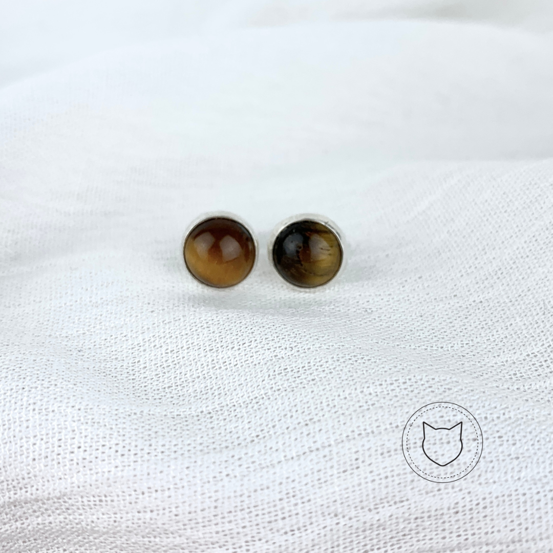 ARETE DE PLATA DE BISEL  CON  OJO DE TIGRE AR0056M40