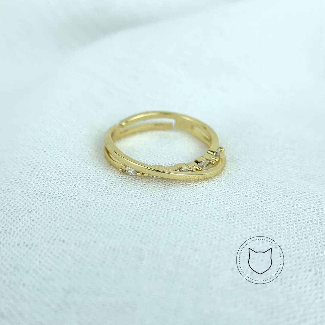 ANILLO DE BAÑO DE ORO Y CRISTALES TALLA AJUSTABLE AN3094G54