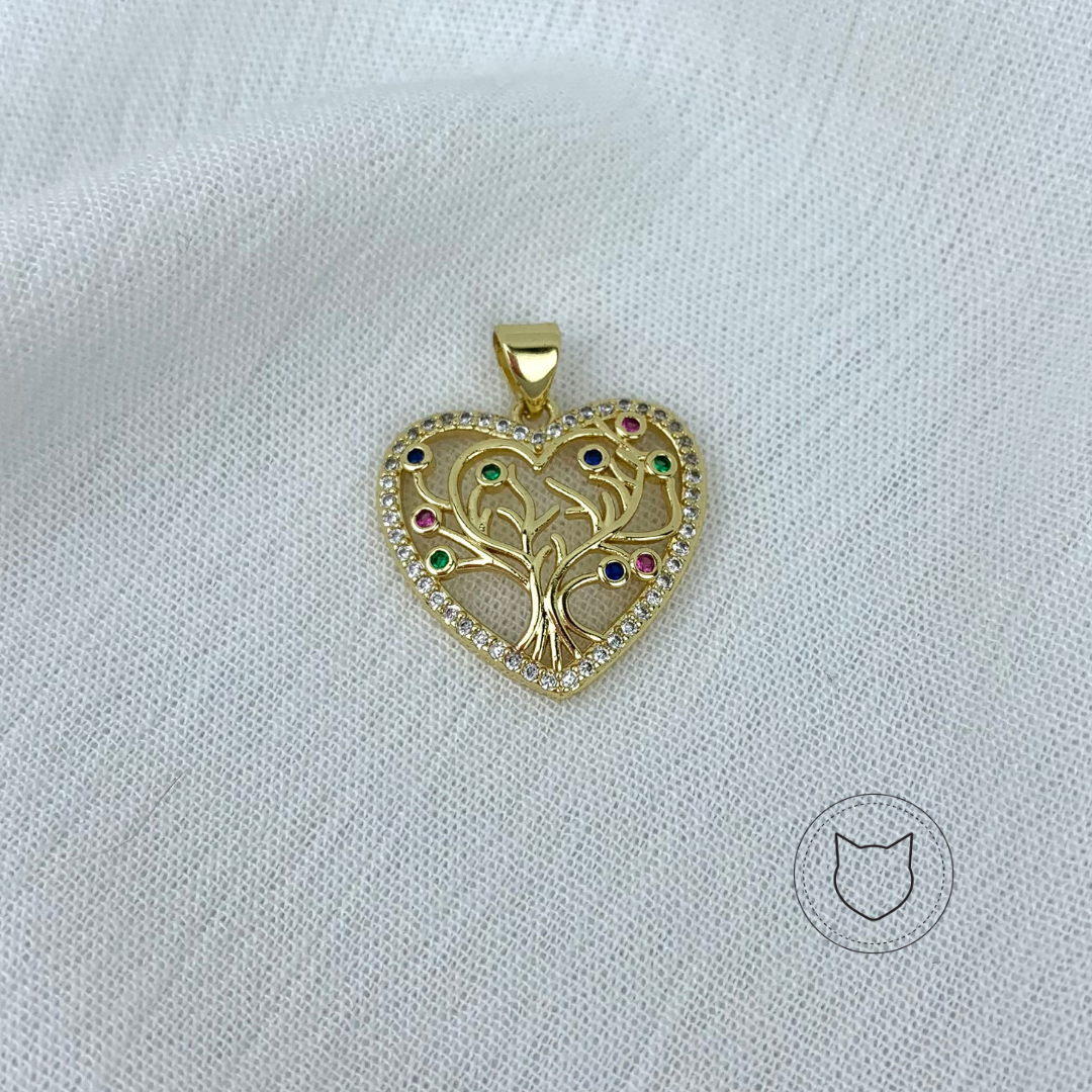 DIJE DE BAÑO DE ORO Y CRISTALES CORAZÓN DI0633G30