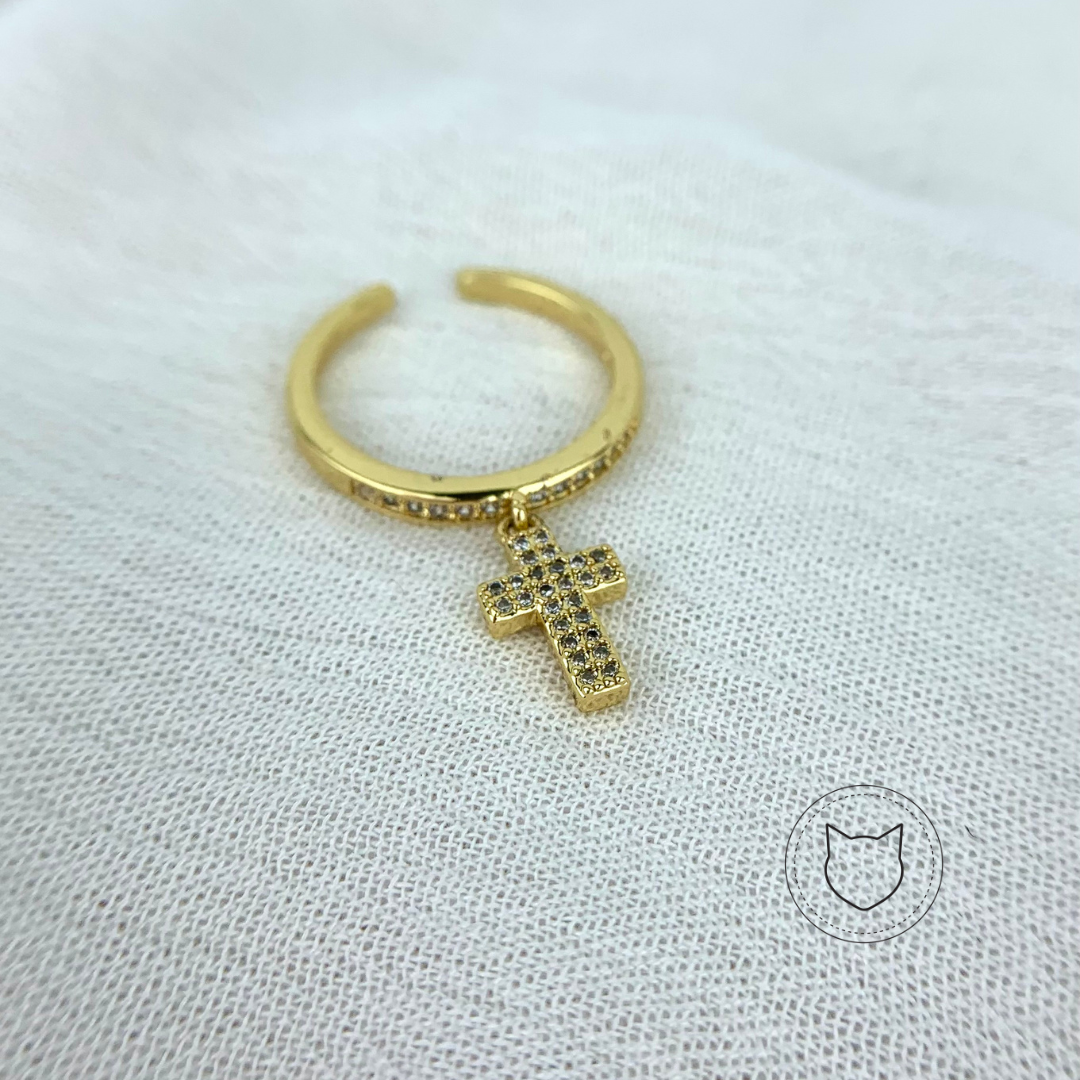 ANILLO DE BAÑO DE ORO Y CRISTALES TALLA 7 AN2565G30