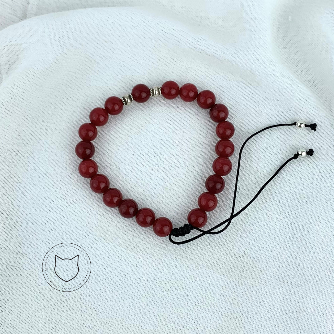 PULSERA DE PLATA 925 Y JADE ROJO PU1543F41