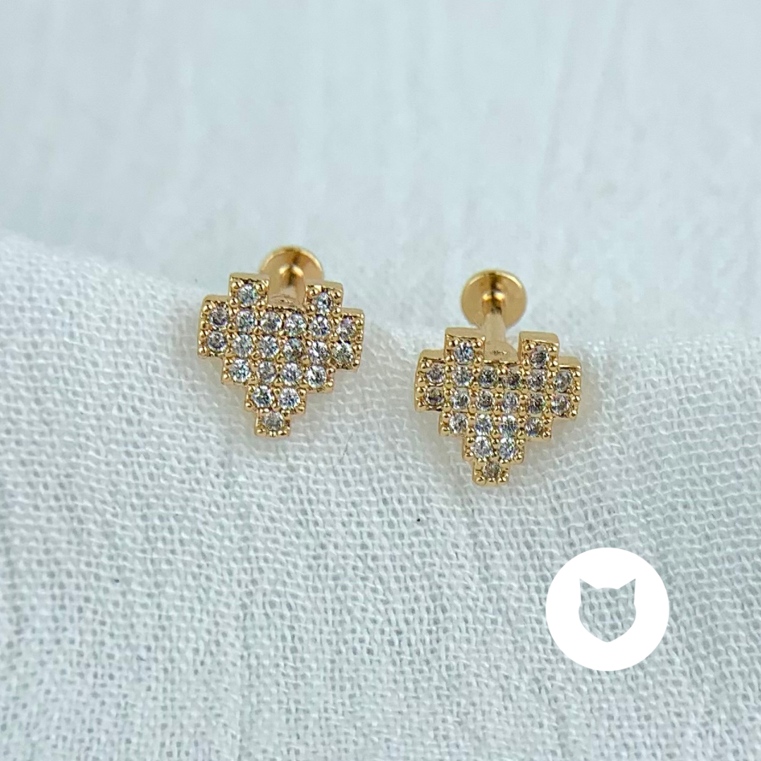 ARETES DE BAÑO DE ORO Y CRISTALES CORAZÓN AB0440G30
