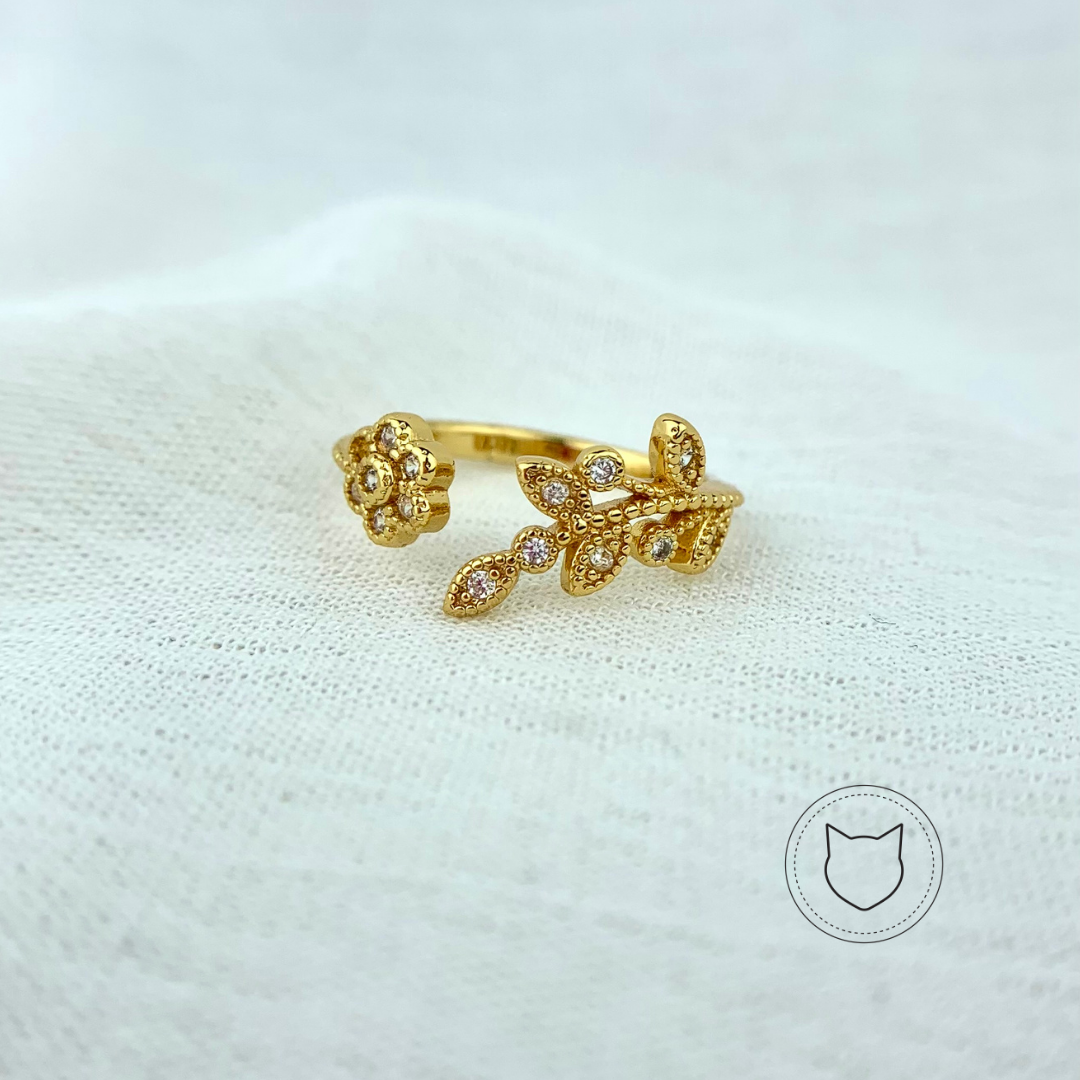 ANILLO DE BAÑO DE ORO Y CRISTALES TALLA 7 AN2541G30