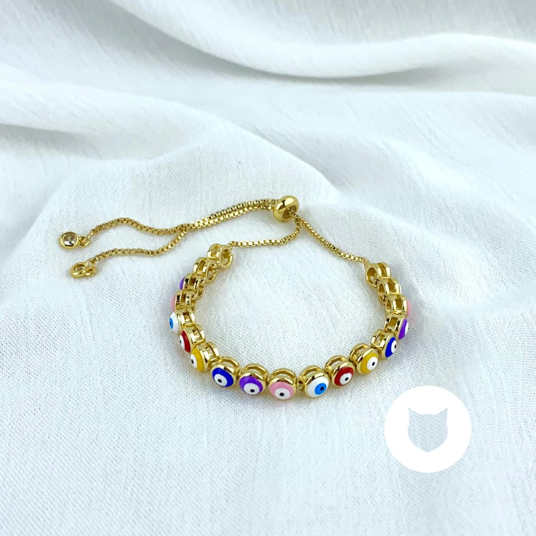 PULSERA DE BAÑO DE ORO OJOS TURCOS PU1660G28