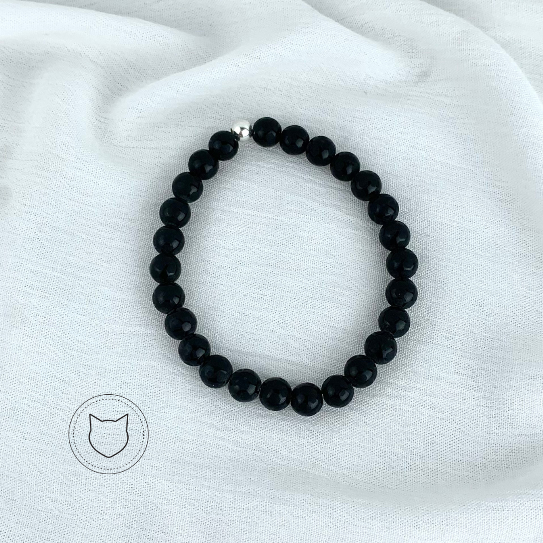 PULSERA ELÁSTICA DE PLATA 925 Y ÓNIX  TRATADO PU1542F35