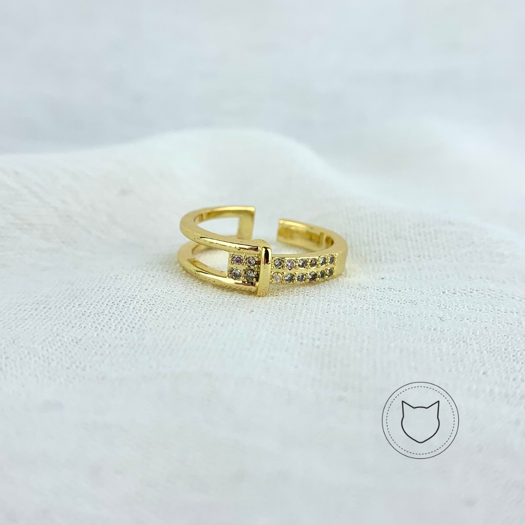 ANILLO DE BAÑO DE ORO Y CRISTALES TALLA 6 AN2275G30