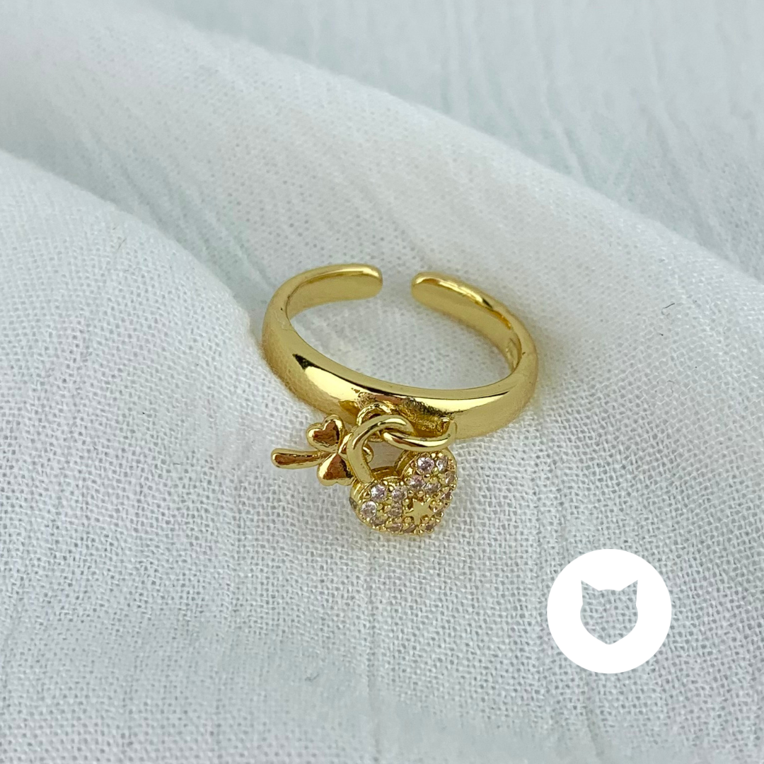 ANILLO DE BAÑO DE ORO Y CRISTALES CANDADO AN3443G30