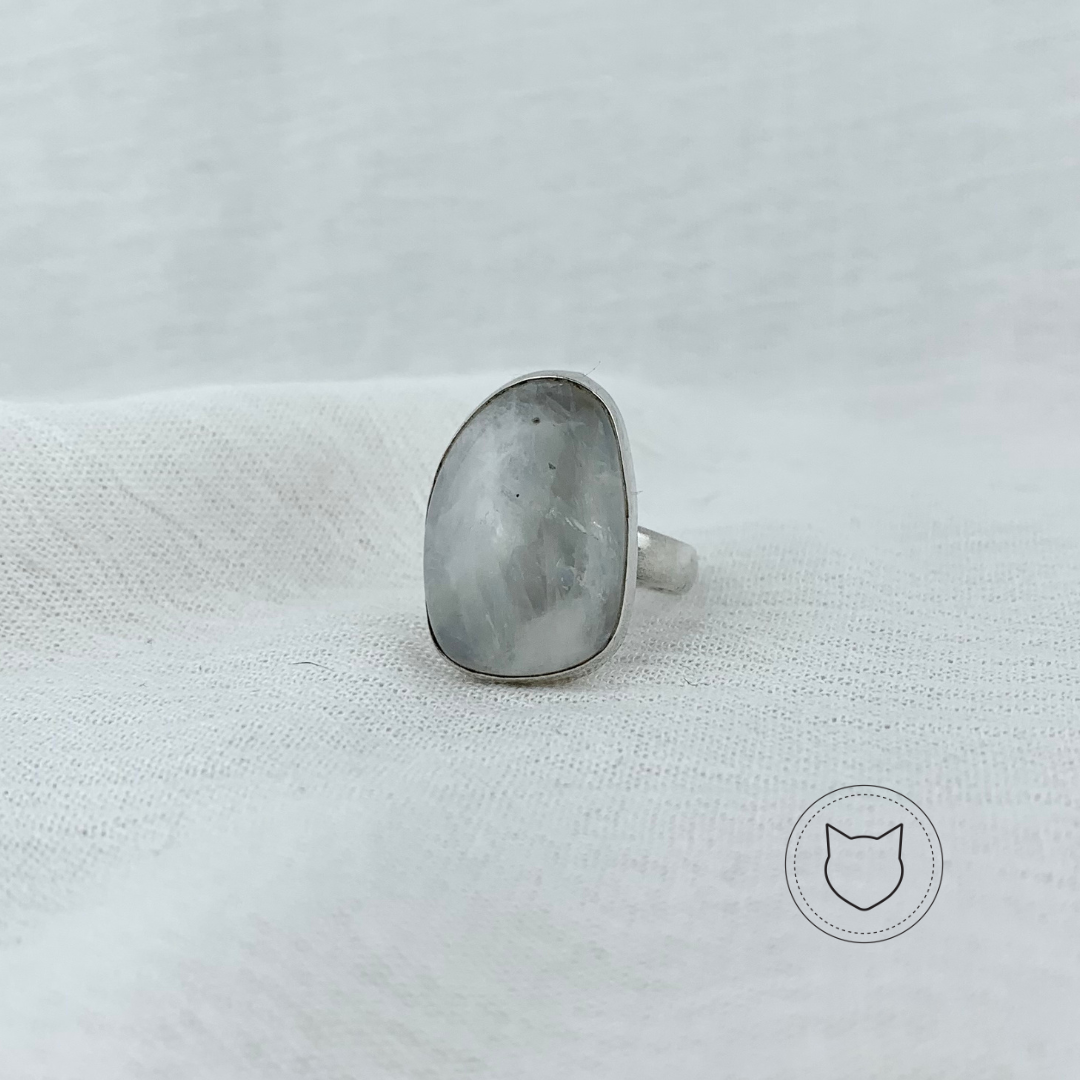 ANILLO DE PLATA 925 Y PIEDRA LUNA TALLA AJUSTABLE AN1009M