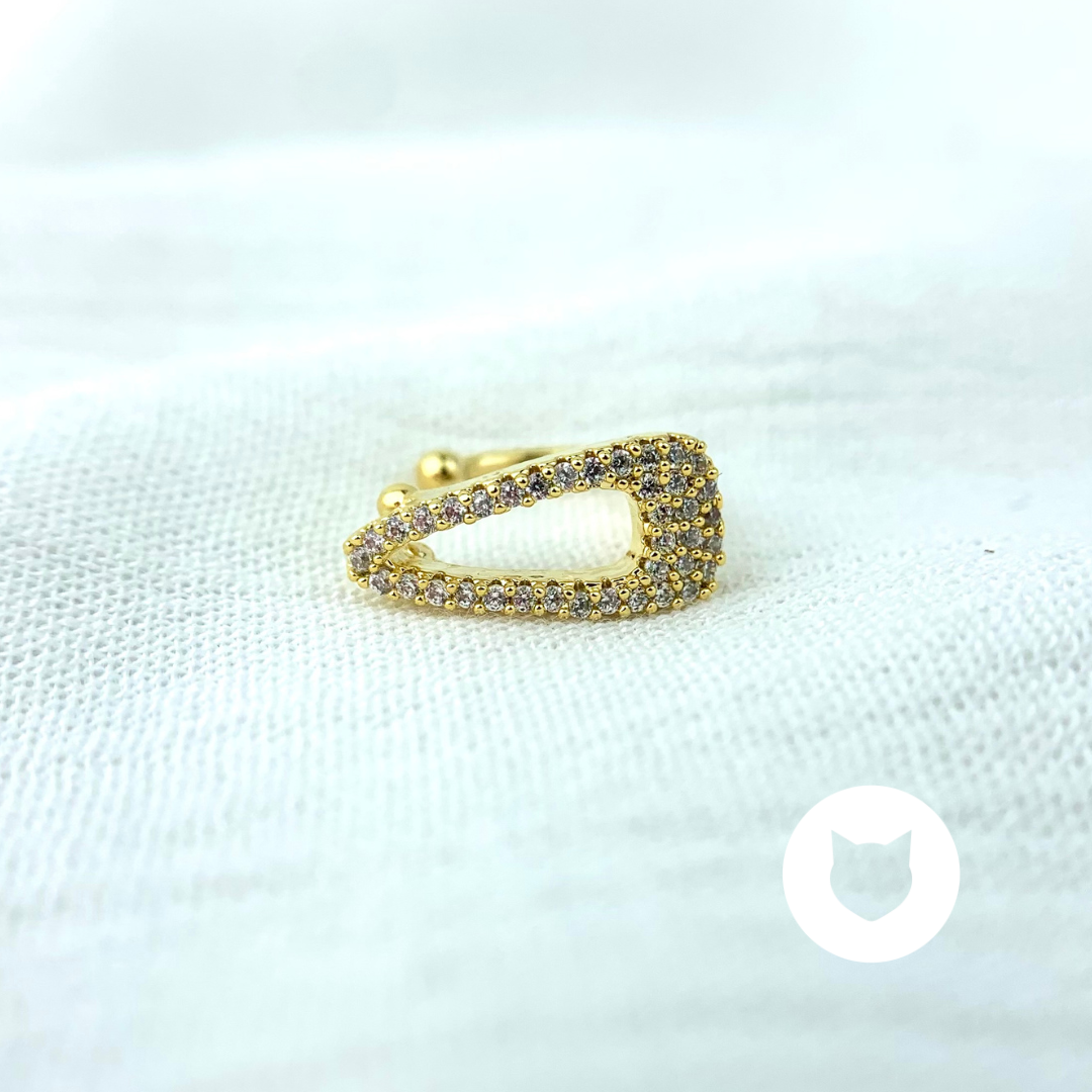 EARCUFF DE BA?O DE ORO Y CRISTALES EA0565G30