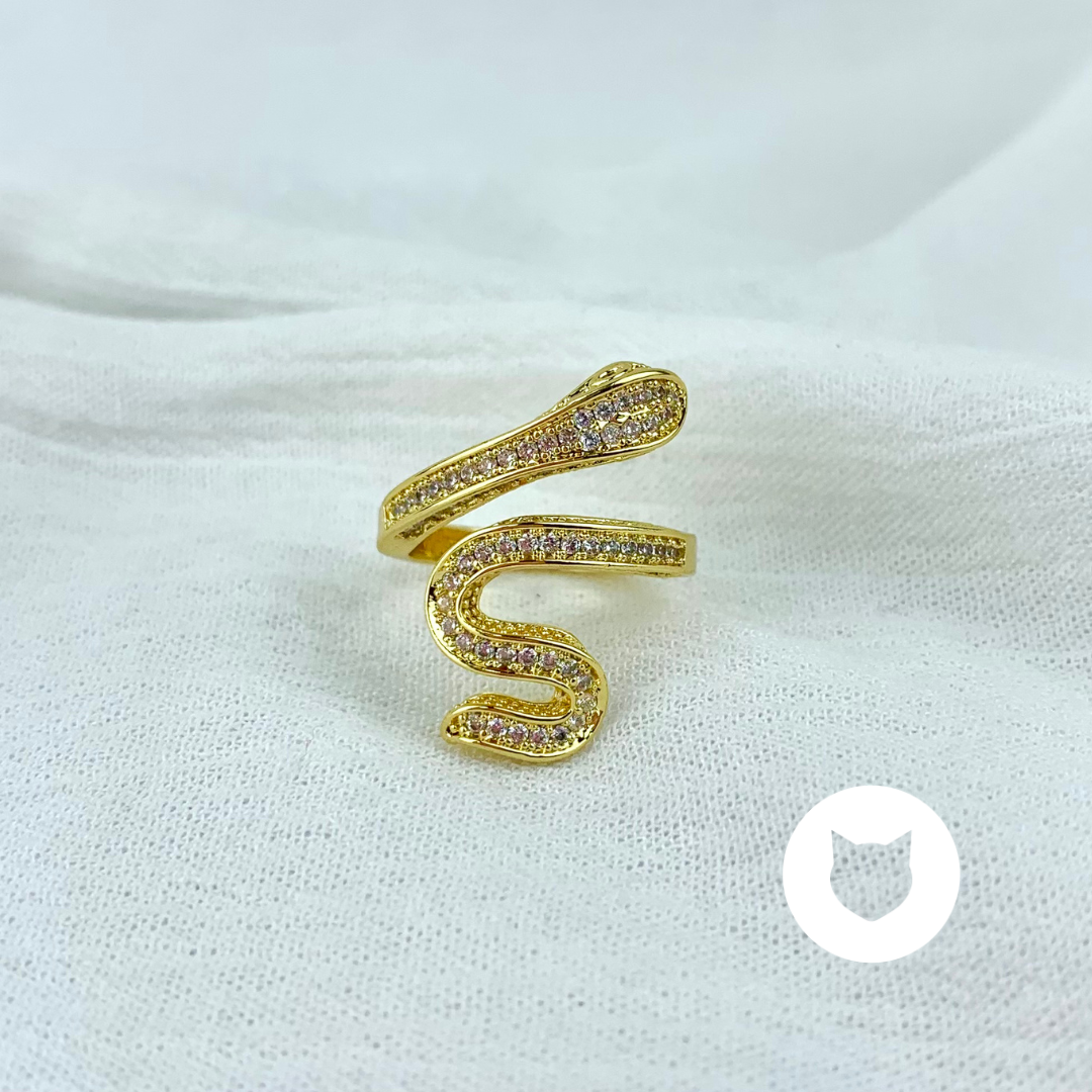 ANILLO DE BA�O DE ORO Y CRISTALES SERPIENTE AN3337G31