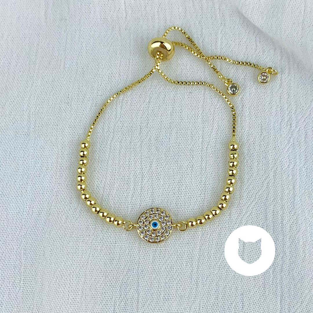 PULSERA DE BAÑO DE ORO Y CRISTALES OJO TURCO PU1694G35