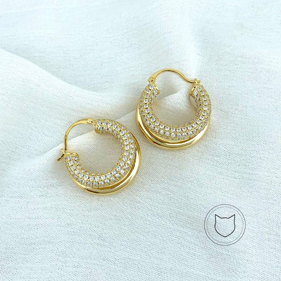 ARGOLLAS DE BAÑO DE ORO Y CRISTALES AG1378G30