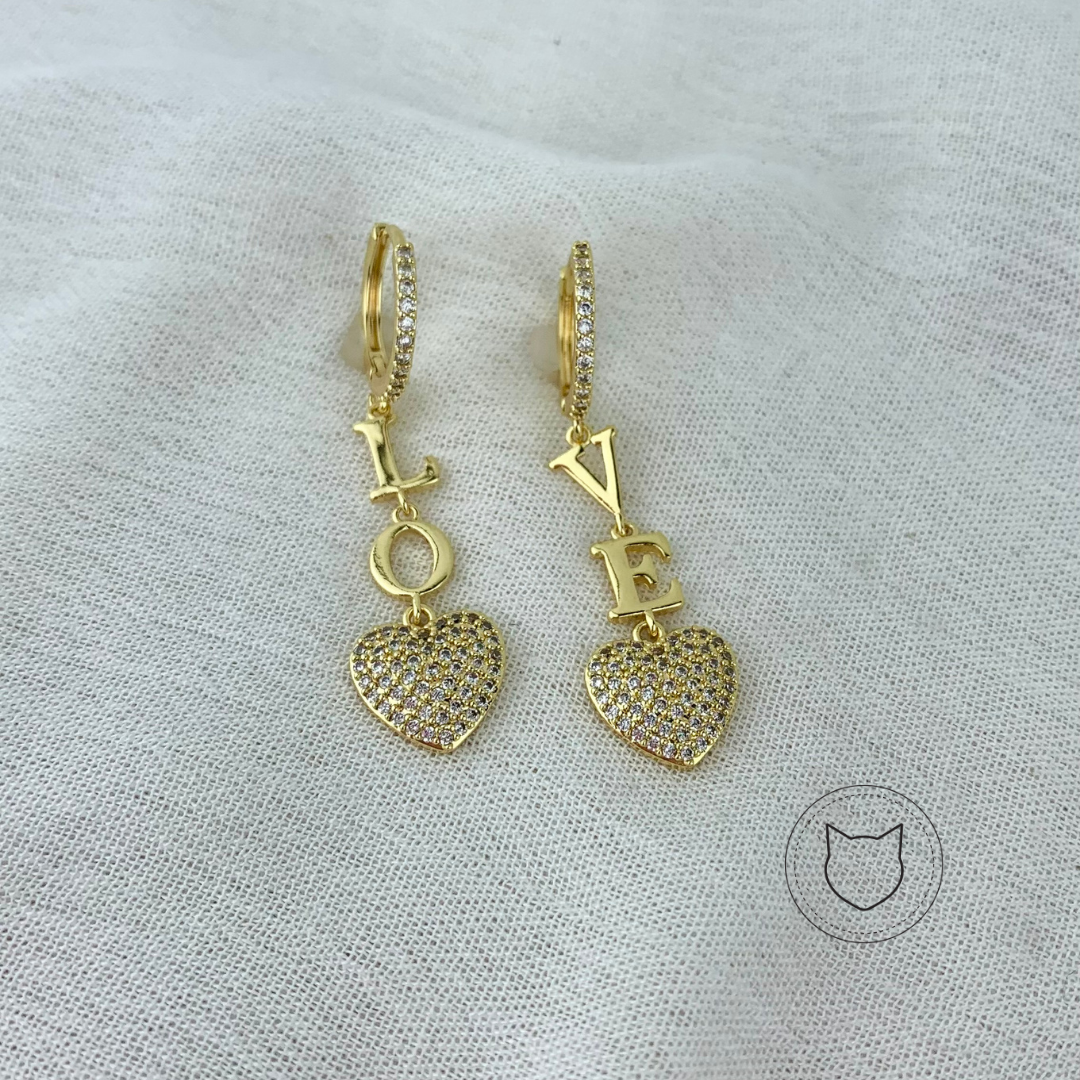 ARGOLLAS DE BAÑO DE ORO Y CRISTALES LOVE AG0973G32